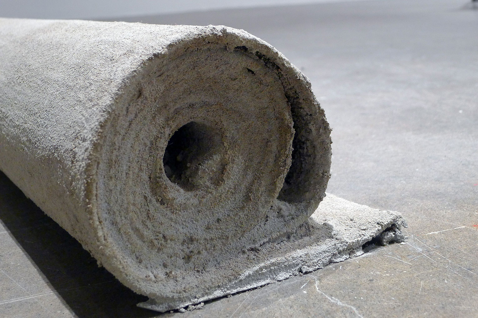 <b>Title: </b>Untitled (Rug)<br /><b>Year: </b>2014<br /><b>Medium: </b>Cement soaked rug<br /><b>Size: </b>Dimensions variable