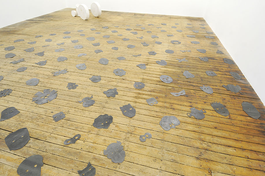 <b>Title: </b>195 Lead Masks<br /><b>Year: </b>2011<br /><b>Medium: </b>Lead<br /><b>Size: </b>Dimensions variable