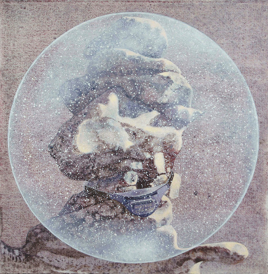 <b>Title: </b>From an edition of Galician paperweights (3)<br /><b>Year: </b>2012<br /><b>Medium: </b>Oil and acrylic on paper<br /><b>Size: </b>30 x 30 cm